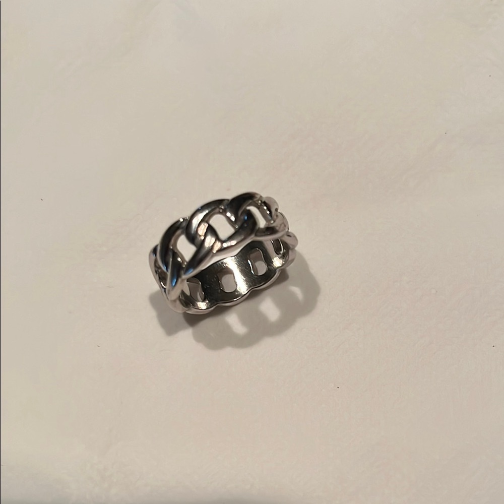 Silver Chain Link Ring - image 2
